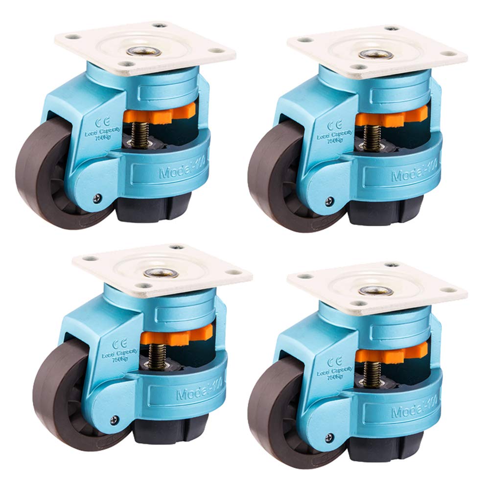 Heavy Duty Retractable Leveling Casters For Workbench - Upgraded Ratchet Handle, Industrial Grade Wheels (100F) - View #5