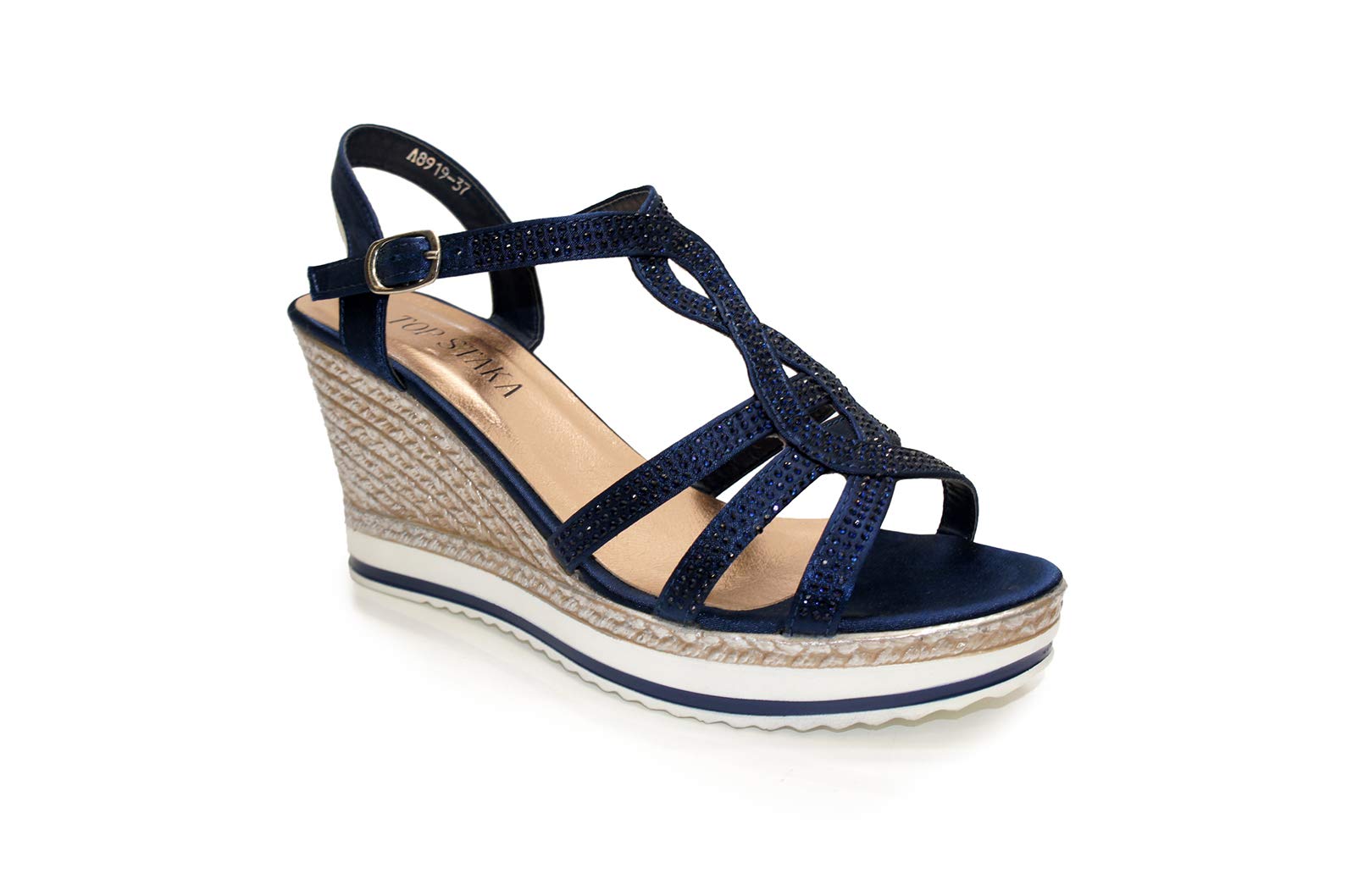 IVACHY Womens Wedge Ladies Crystal Sparkling Sandal Shine Espadrille Platform Shoes Size UK