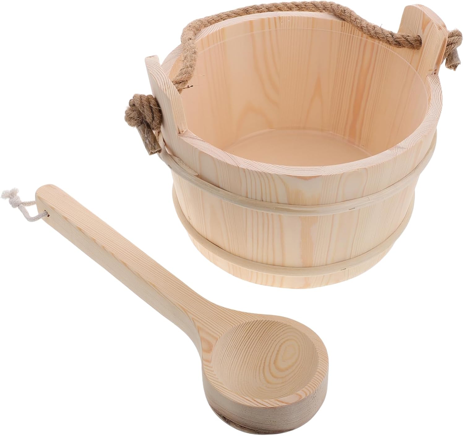 Wooden Sauna Bucket and Ladle Steam Room Capacity Wooden Bath Bucket Ladle for Spa and Relaxation Sessions