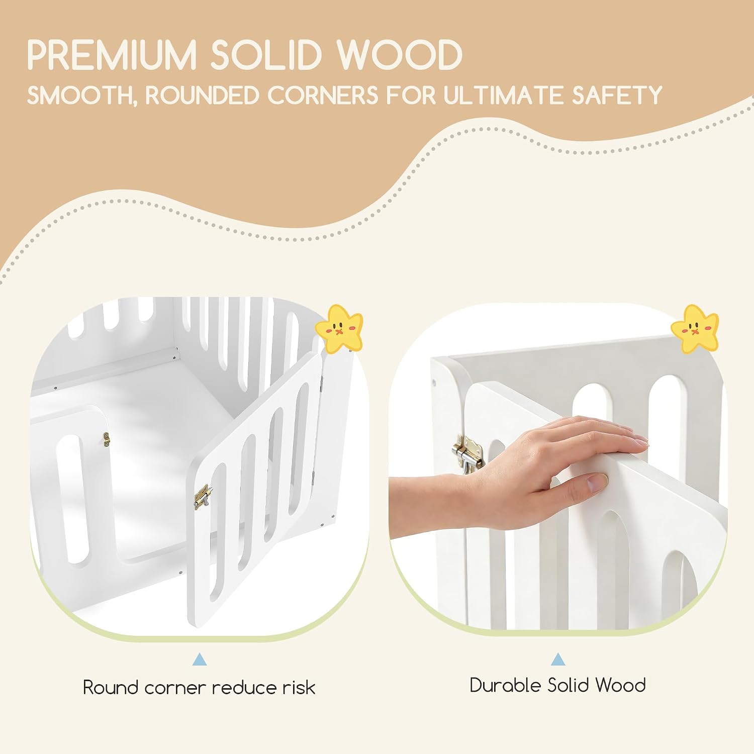 Bellemave Montessori Twin Floor Bed with Playful Door & 23.6" H Guardrails, Solid Wood Montessori Floor Bed Frame, Low Profile & Rounded Corner Safe Design, No Slats, No Box Sring Needed, White