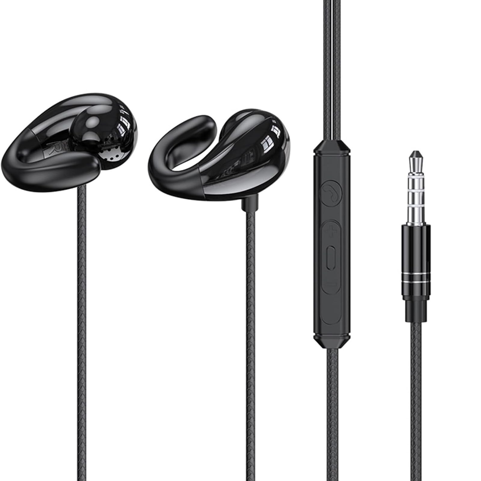 軽量空気伝導有線イヤホン 3.5mm&Type-C 対応/マイク付き/耳塞がず/音漏れ防止/遅延 0 / ゲーム・オンライン会議向け(3.5MM)