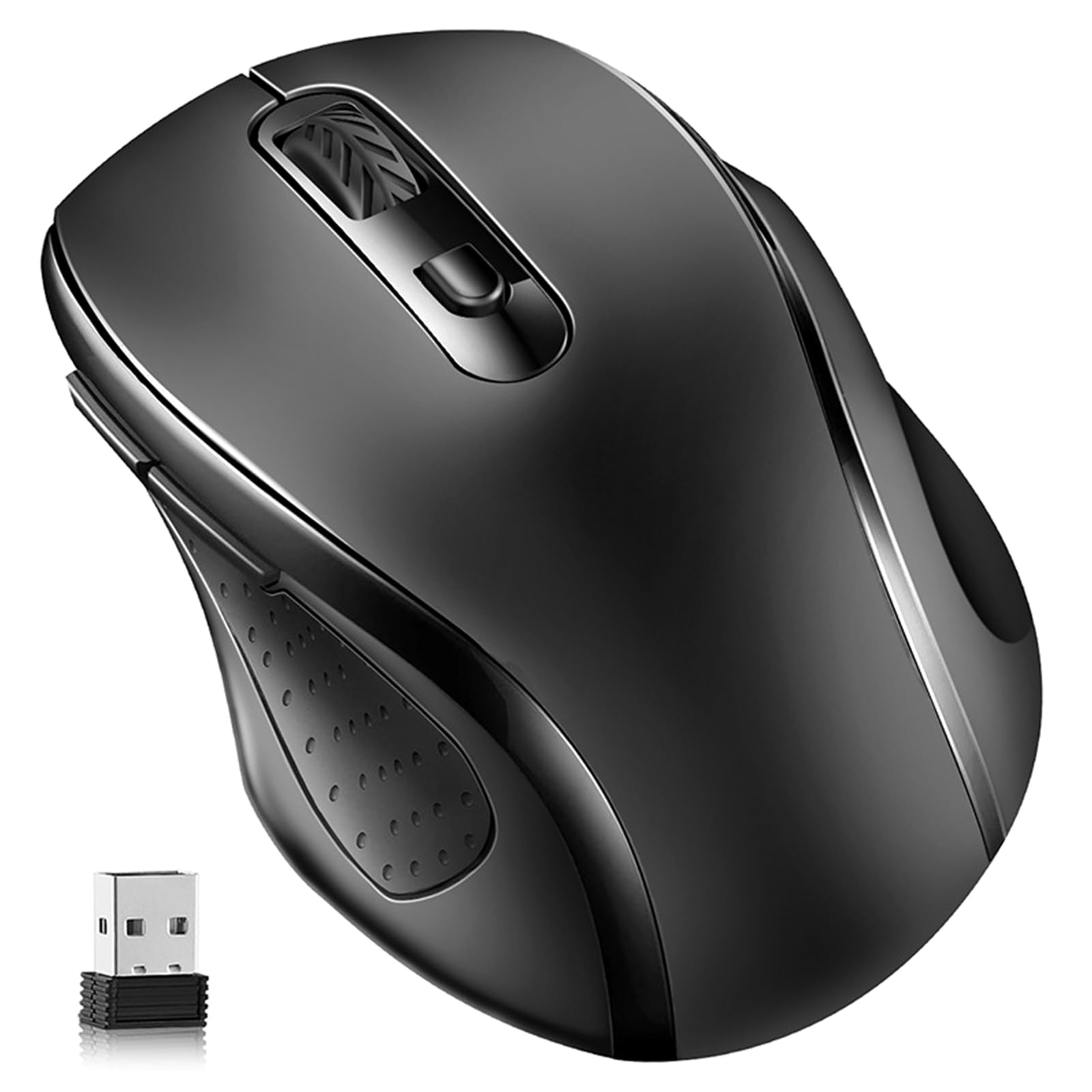 Wireless Mouse, USB Mouse,Rechargeable Silent Wireless Mouse 2.4G Ergonomic PC Mouse For Laptop PC Computer Tablets, 4 DPI Adjustable、 6 Buttons