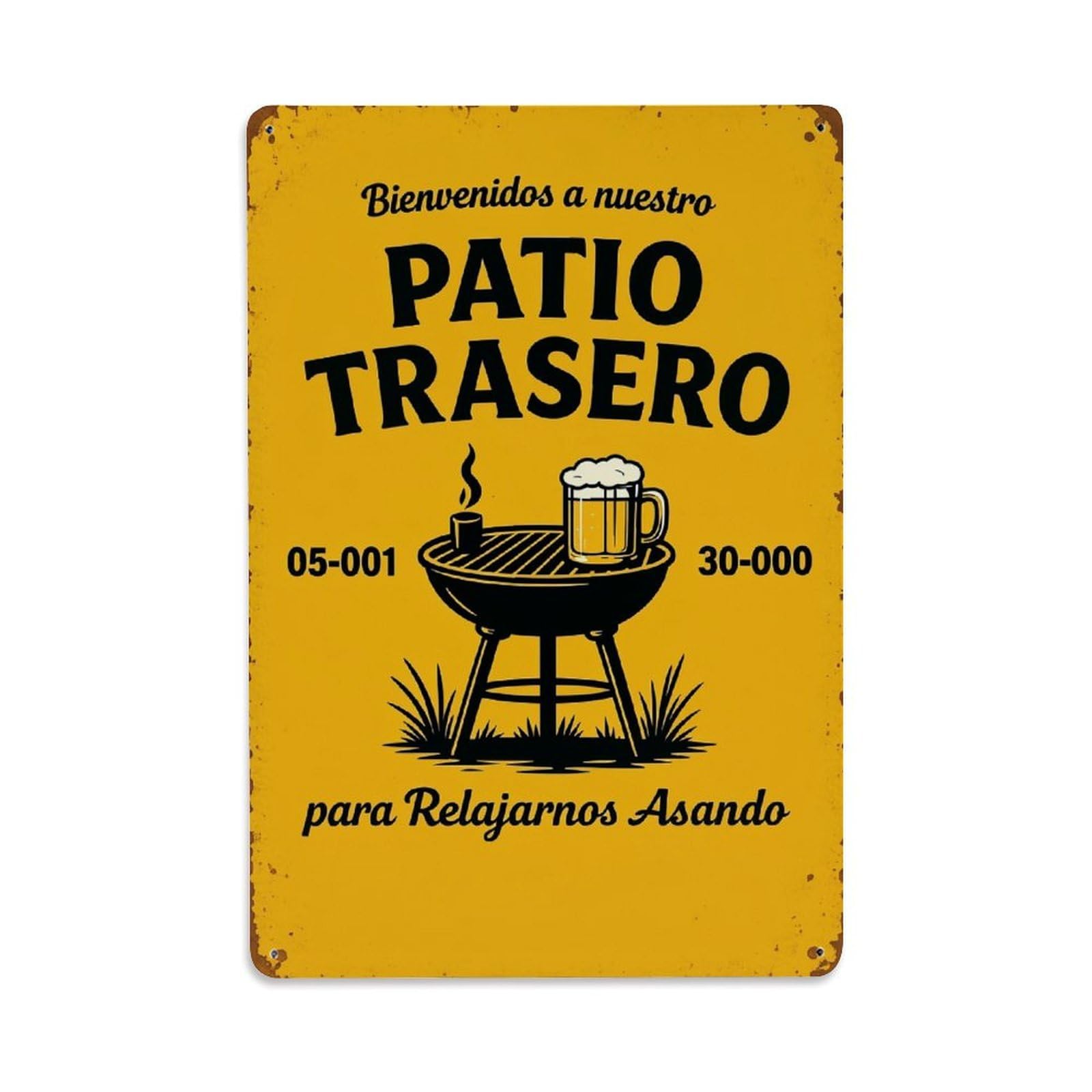 Jdfenggu Vintage Patio Trasero Beer Grill Grass Retro Metal Tin Sign, Decor Art Poster For Bar, Home, Man Cave, Kitchen, Laundry Room Gift 8X12inch