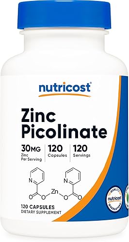 Nutricost Picolinato de Zinc 30 mg, 120 cápsulas - Sin gluten y sin OGM