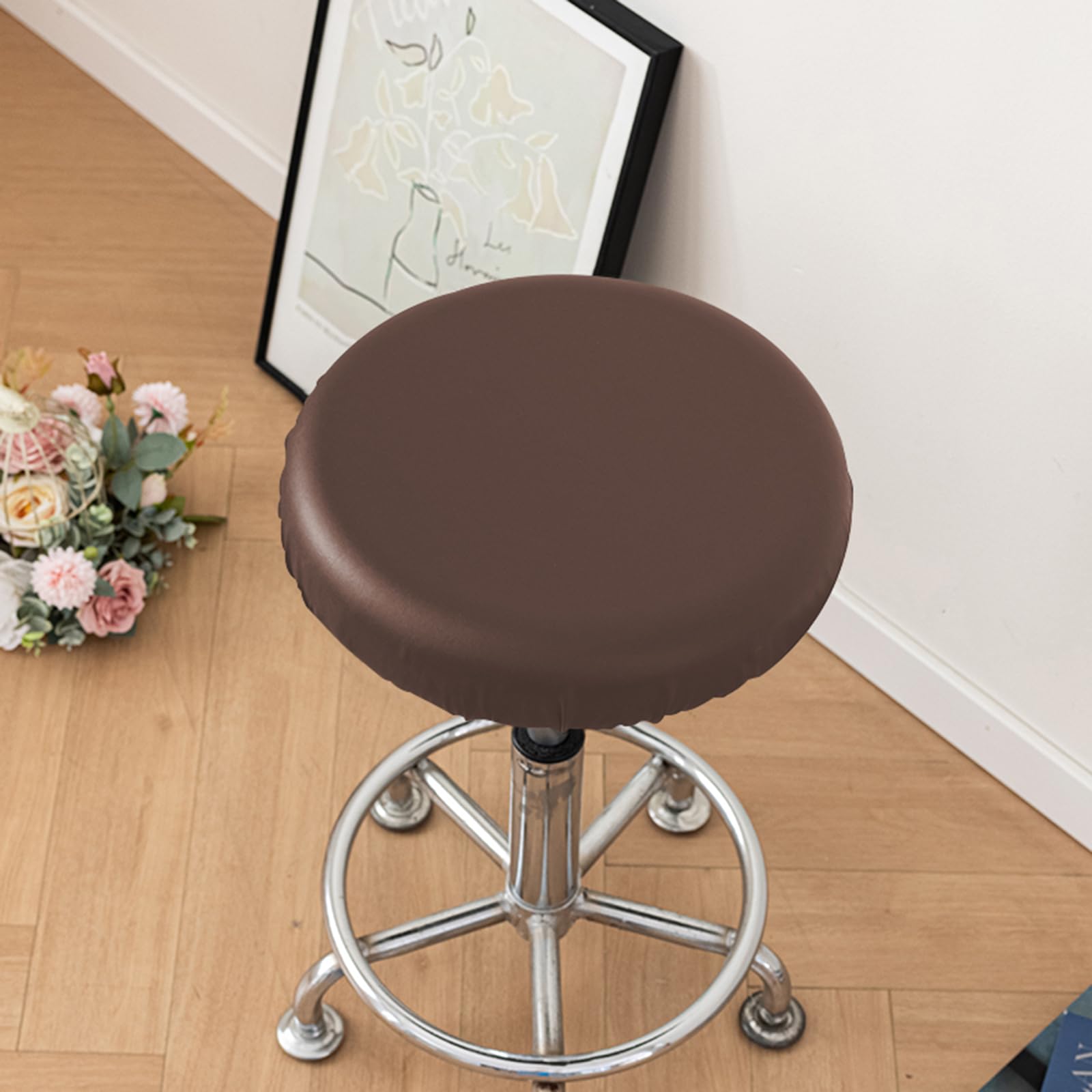 Housses de tabouret de bar rondes en cuir PU imperméable lot de 4 pièces pour assise de 11-14 pouces