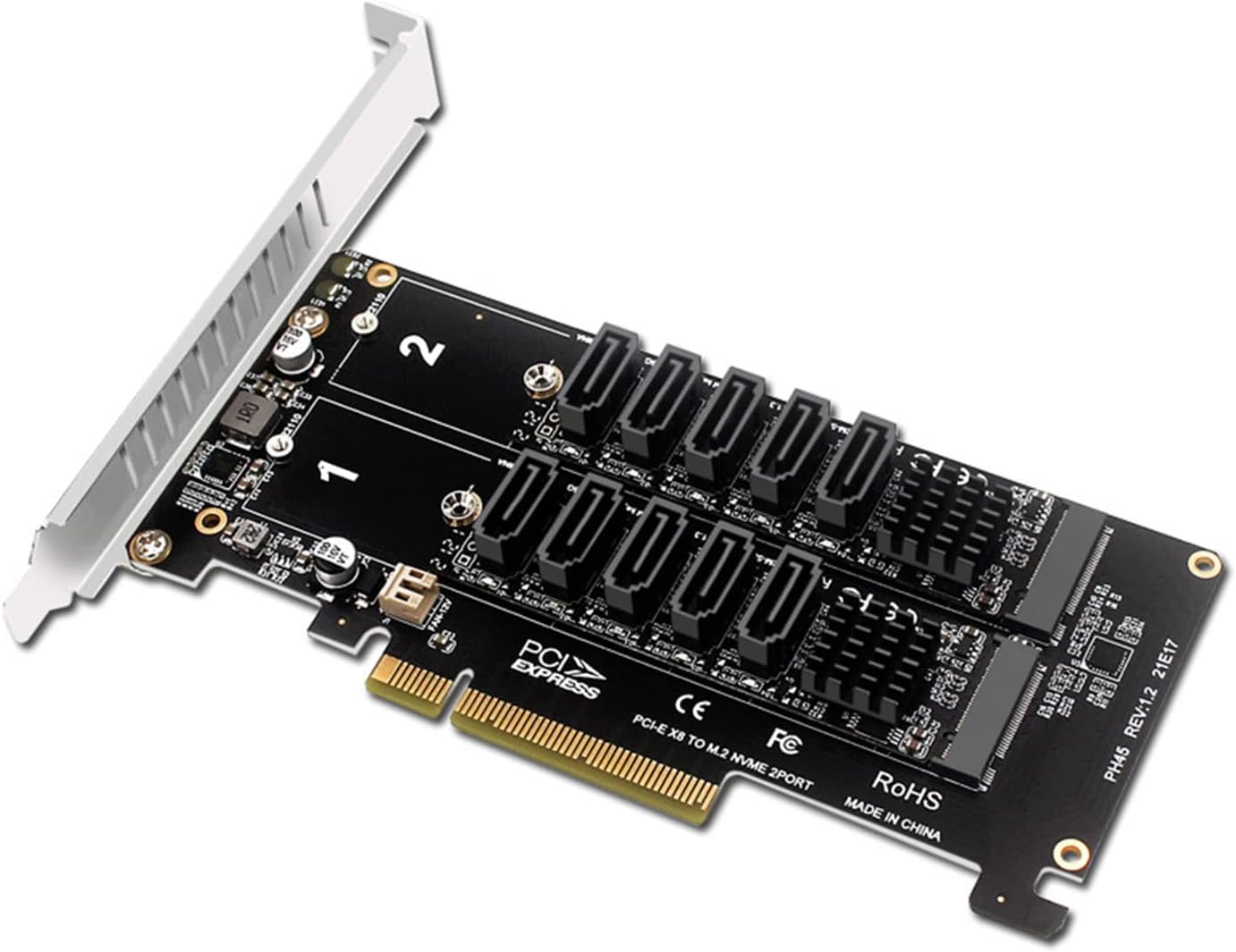 SCUDGOOD PCI-E Expansion Card NVME For PCI-E Split Card To Sata 10-Port Adap Pci-e Sata Expansion Card