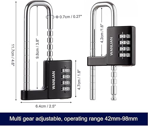 Miniatura 6 de Candado de combinación, cerradura de combinación de 4 dígitos de 38 pulgadas de largo para exteriores, impermeable, para casillero escolar,
