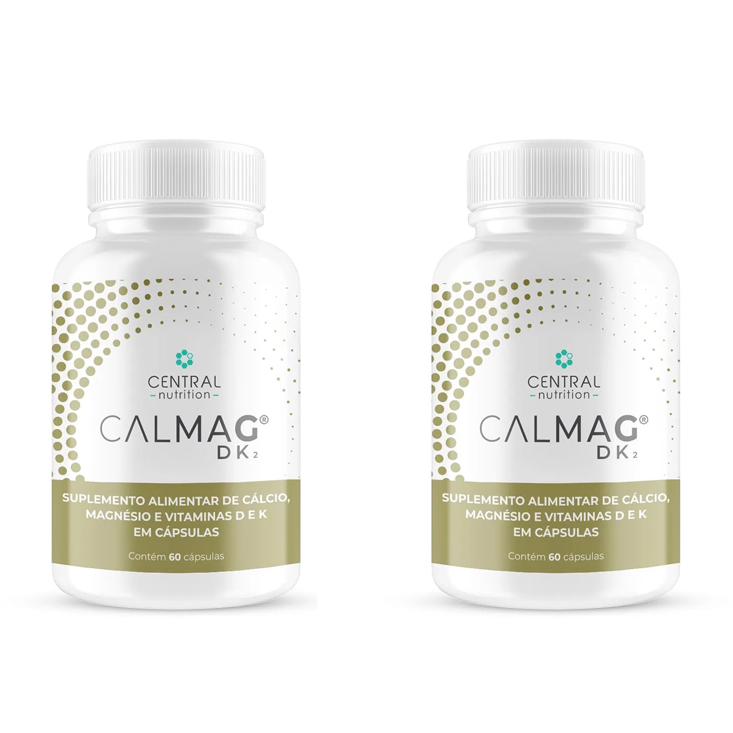Kit 2x Calmag DK2 – Cálcio+Magnésio+Vitaminas D/K 500mg – 60 Cápsulas – Central Nutrition