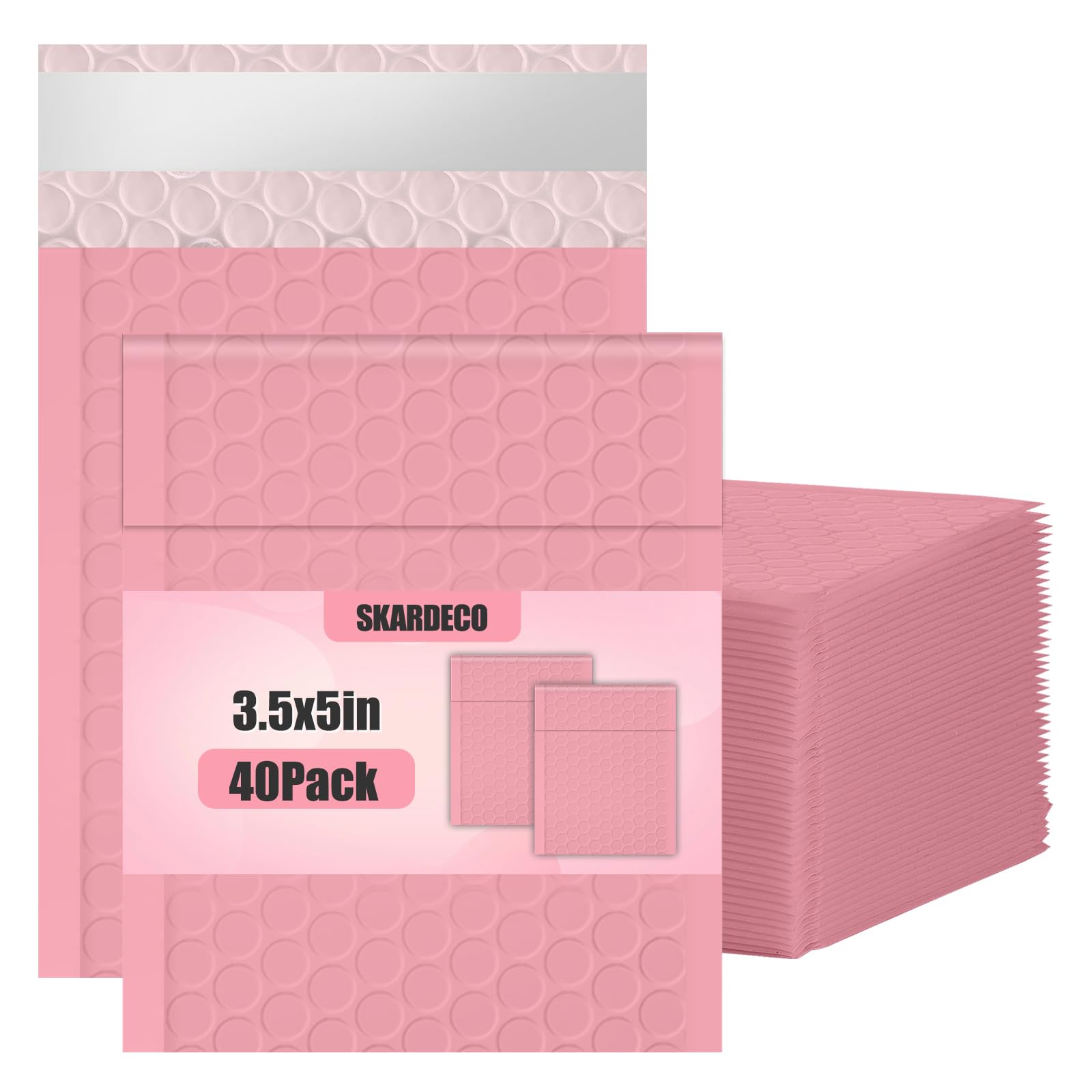 skardeco Bubble Mailers 3.5x5 inch 40Pack Pink Bubble Mailers Self-Seal Padded Mailing Envelopes Bubble Opaque Padded Mailer for Small Businesses to