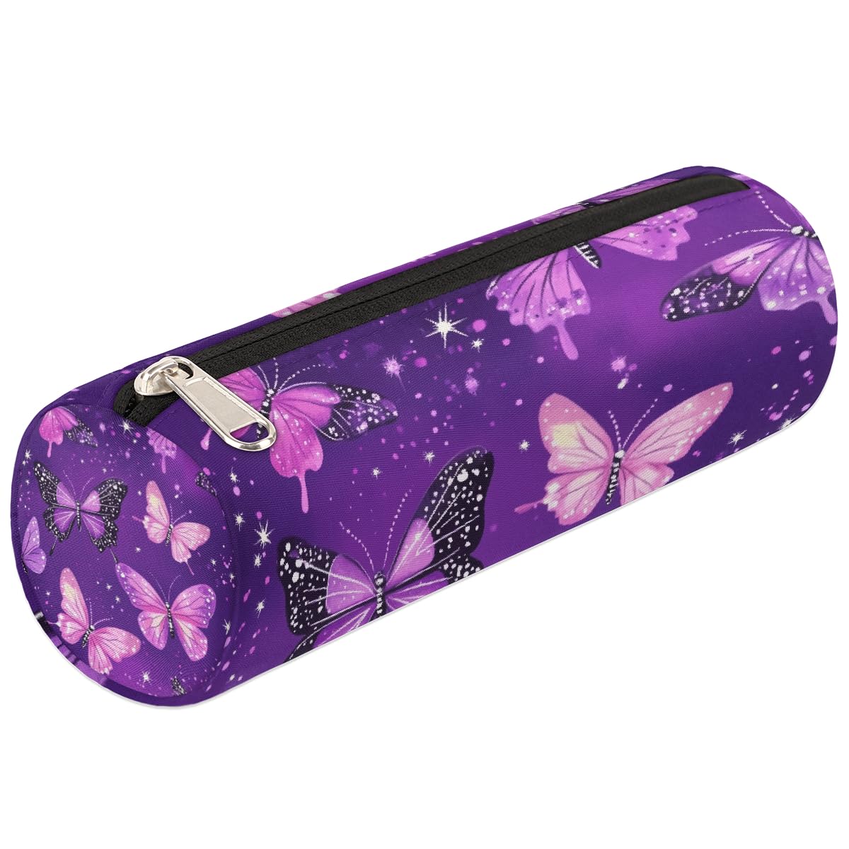 VQUVQV Kids Pencil Case for Girls Boys Kids, Purple Butterflies Desk Stationery Organiser Pencil Pouch, Portable Small Pen Case for School Office Supplies