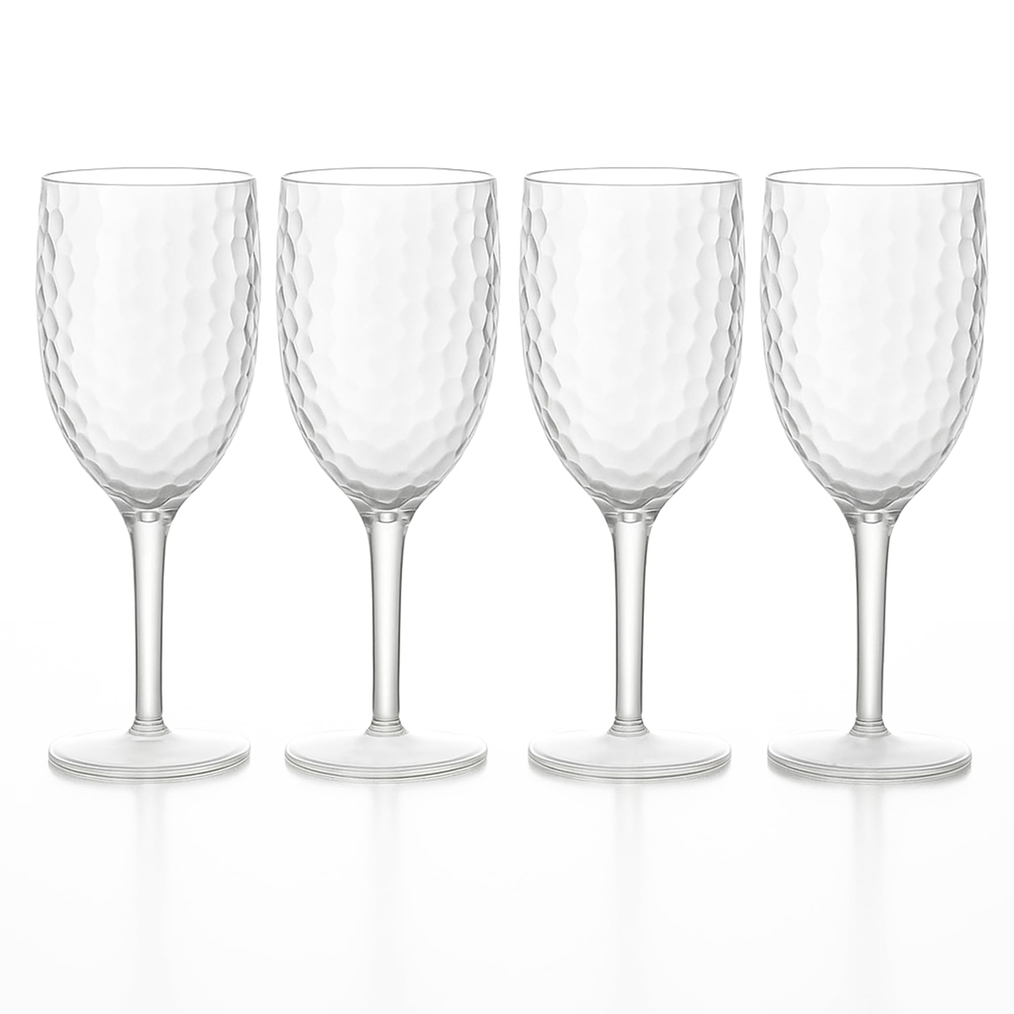 ZOPPER Plastic Wine Glasses Reusable Set of 4 Large BPA-Free Shatterproof Cups, Dimpled Design, Dishwasher Safe – Ideal for BBQ, Poolside, Camping, Outdoor Parties