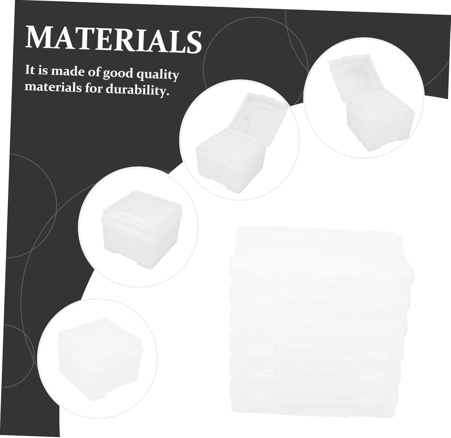 DOITOOL 5x7 Inch Photo Storage Box Organizer Lid Plastic Photo Case for Pictures Storage Solution for Home and Travel