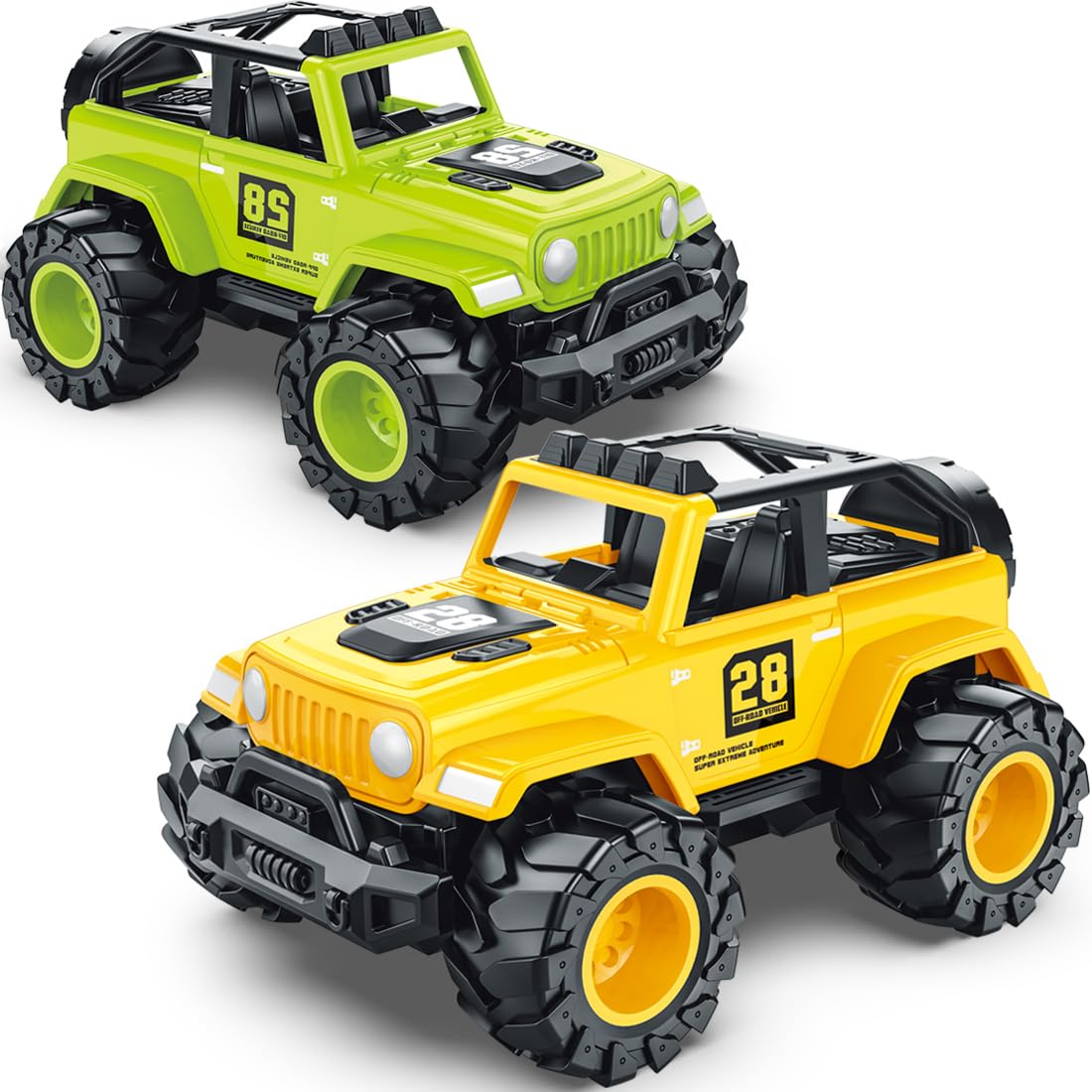 Juguetes de camión impulsados por fricción para niños de 2 a 4 años, juguetes de autos Push and Go para niños de 2, 3, 4, 5, 6 años, vehículos todoterreno sin batería para jugar en interiores y