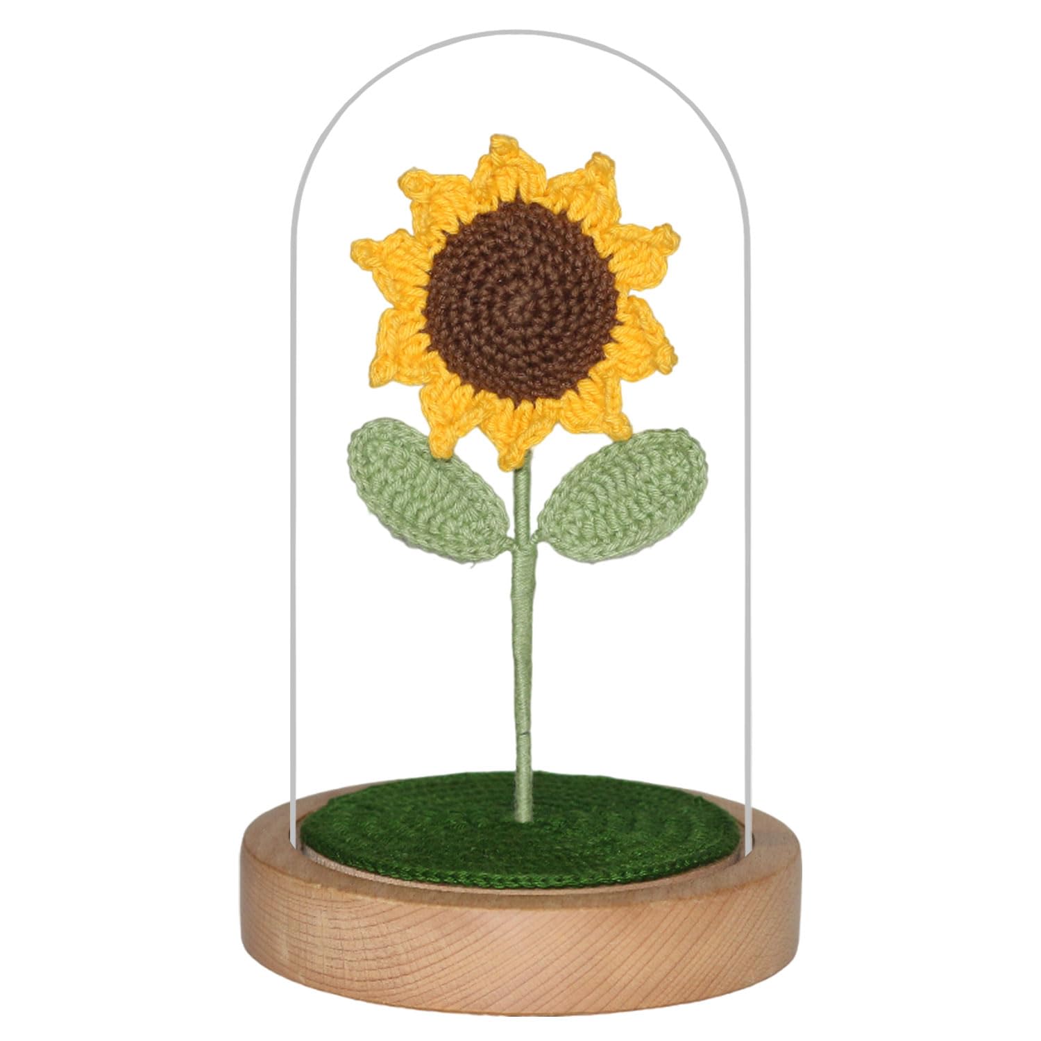 Sunflower Gifts for Women Birthday, Crochet Sunflower in Dome for Her, Sunflower Gifts for Wife Girlfriend Mom on Birthday Mother's Day 1 PC