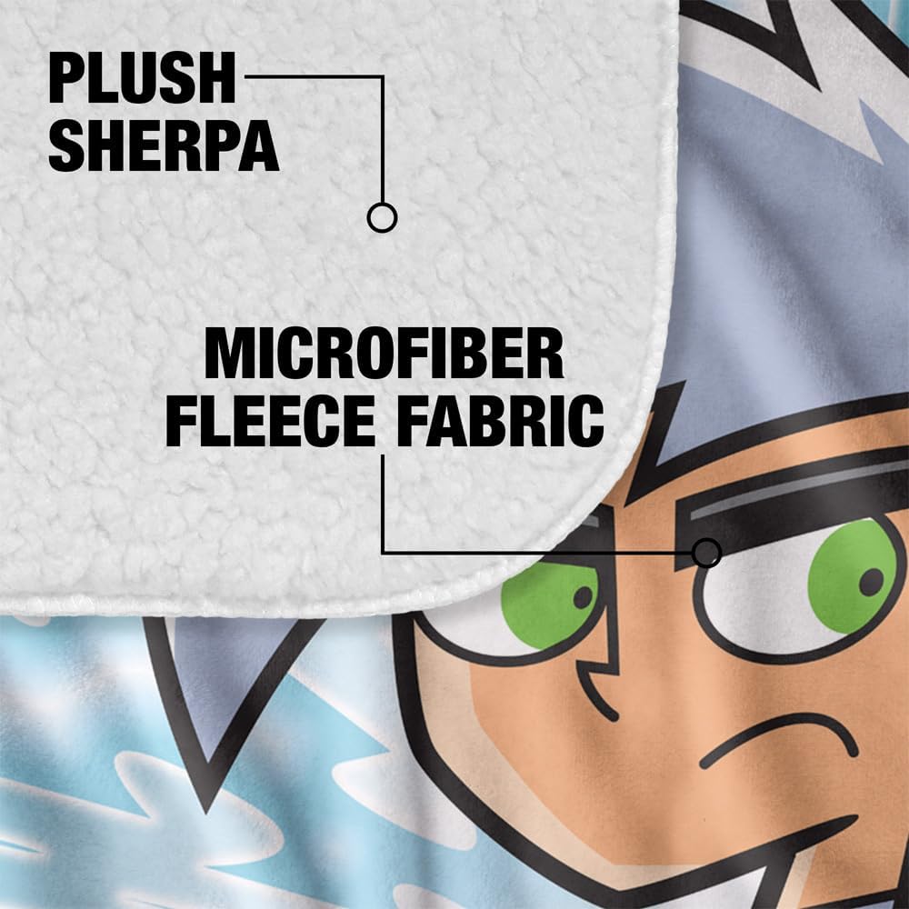 Danny Phantom Blanket, 50"x60" with Logo Silky Touch Sherpa Back Super Soft Throw Blanket