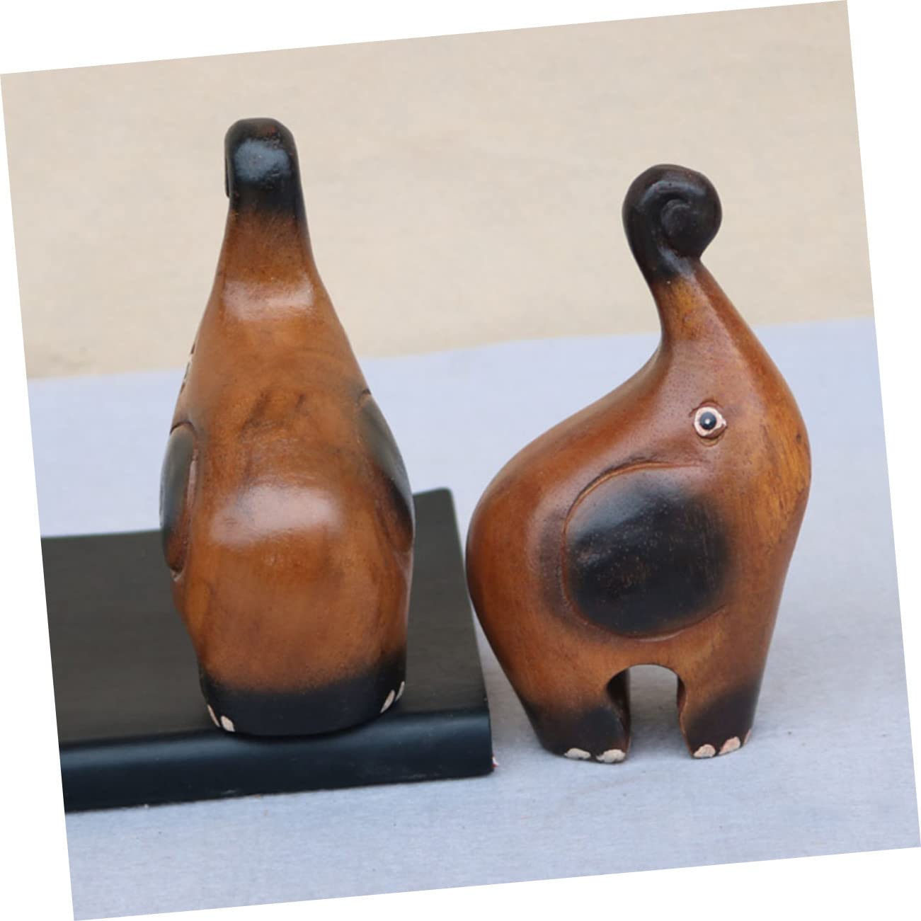 STOBAZA 2stücke Handgefertigte Holzfigur Eines Kleinen Elefantenskulptur Für Stilvolle Wohnkultur Langlebige Dekoration Für Tisch Oder Schreibtisch