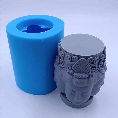 Miniatura 4 de Mini moldes para velas con cabeza de Buda para derretir cera resina epoxi yeso artesanía, molde de silicona para decoración de velas