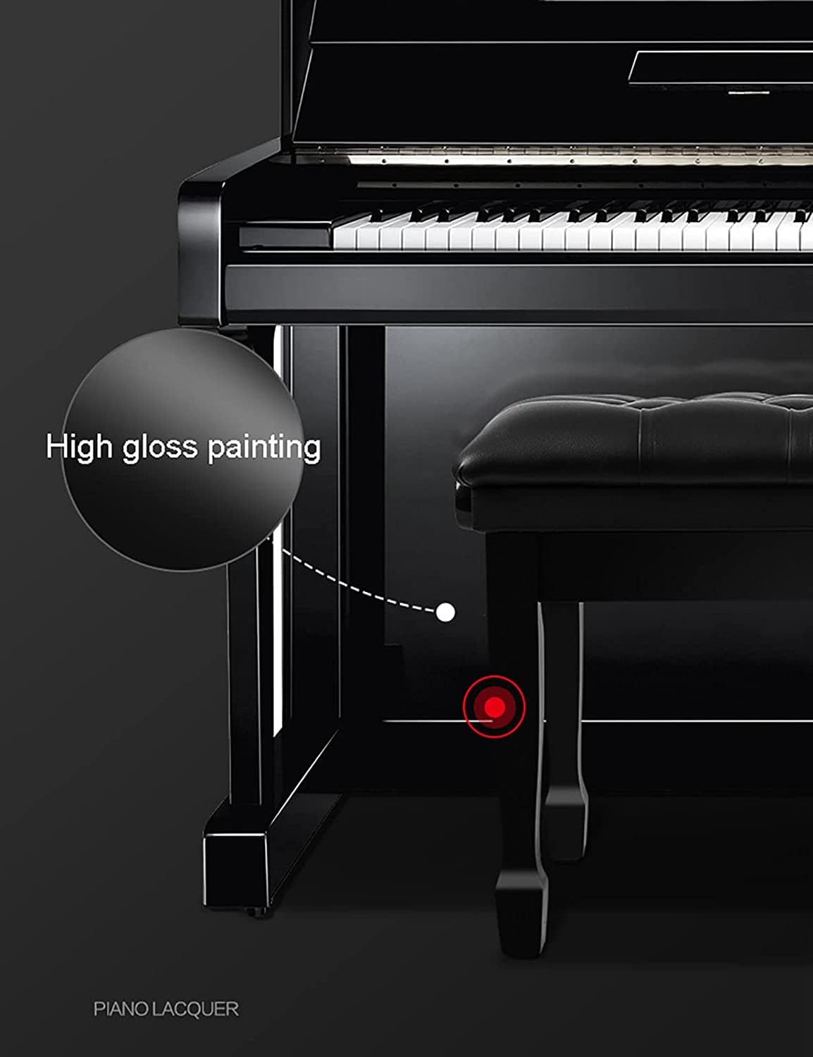 Sgabello per Pianoforte, Panca per Pianoforte, Tavolo da Toeletta, Panca per Tastiera in Vera Pelle, Sgabello per Pianoforte, Panca per Pianoforte Regolabile I,Mahogany