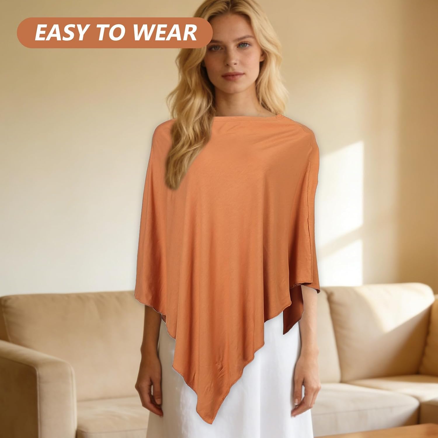 Baby Nursing Cover Breastfeeding Poncho, Lightweight Breathable Privacy Nursing Wrap Shawl Scarf Poncho for Mom, Car and Travel Use