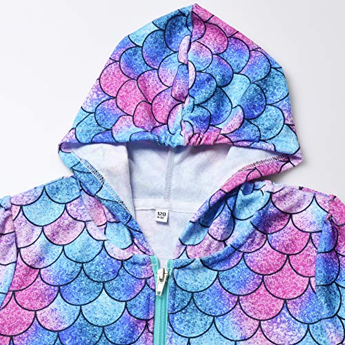 Image of CHILDRENSTAR Girls Swim Coverups Terry Swimsuit Cover-Up Hooded Zip-Up Beach Robe