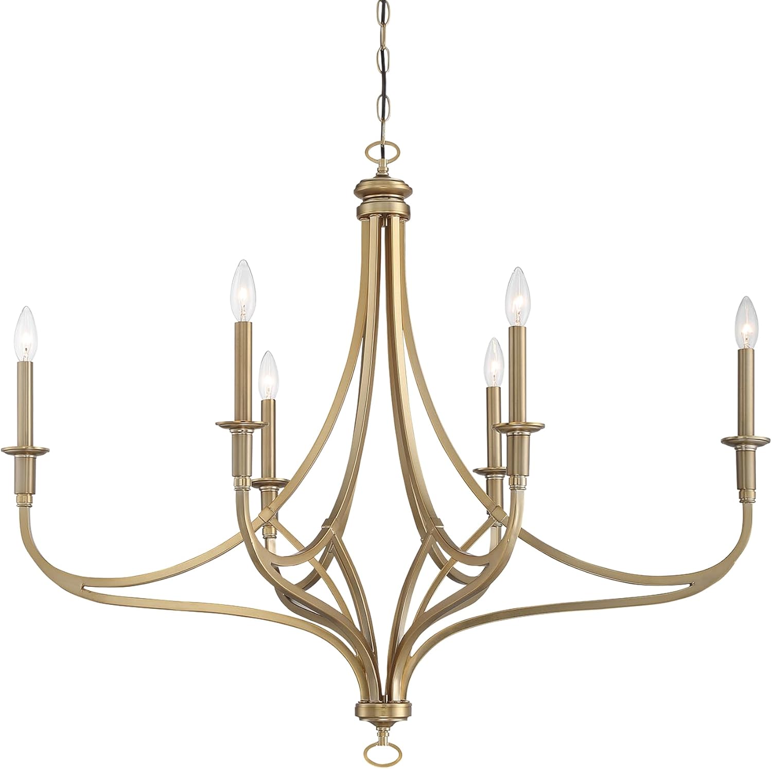 Minka Lavery 1097-740 Covent Park Chandelier, 6-Light, 360 Total Watts, 40-in H x 32-in W, Brushed Honey Gold