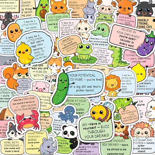 Inspirational Animal Stickers, Holographic Sparkly Style, Motivational Animal Buddies –