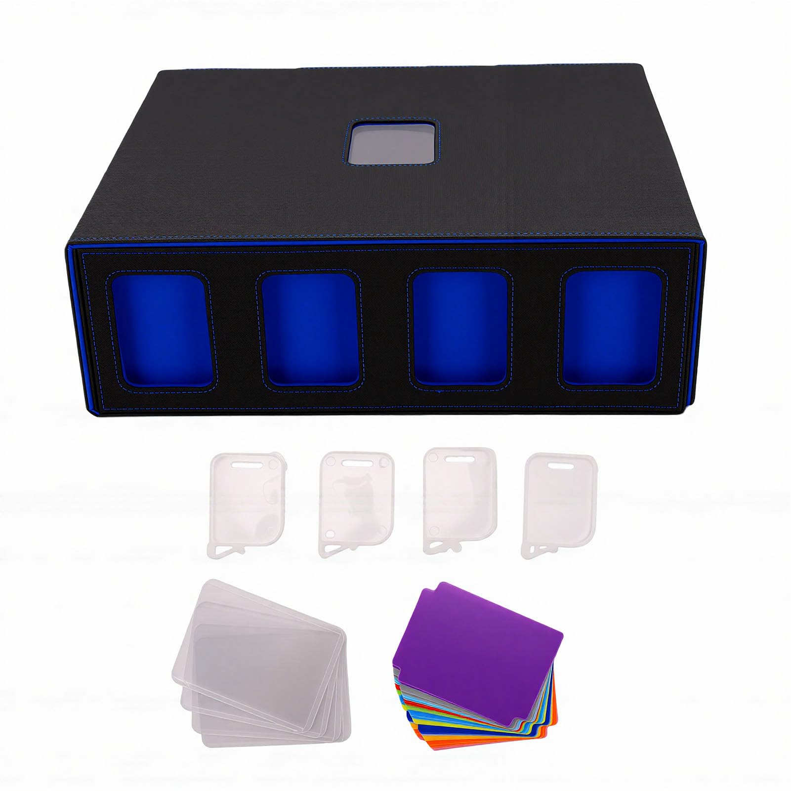 SUNGOOYUE Caja De cenamiento De Tarjetas Coleccionables, Capacidad De Cajas Soporte De Baraja De Cuero De Pu De 4 Filas Para La Colección De Tarjetas De Juego Commander Caja De cenamiento De