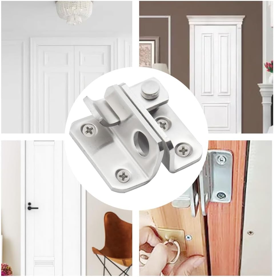 Padlock Latch,Lock for Bedroom Door,2 Pairs Slide Bolt Gate Latch Stainless Steel Brushed Finish Padlock Anti-Theft Hasp with Screws for Window Bedroom