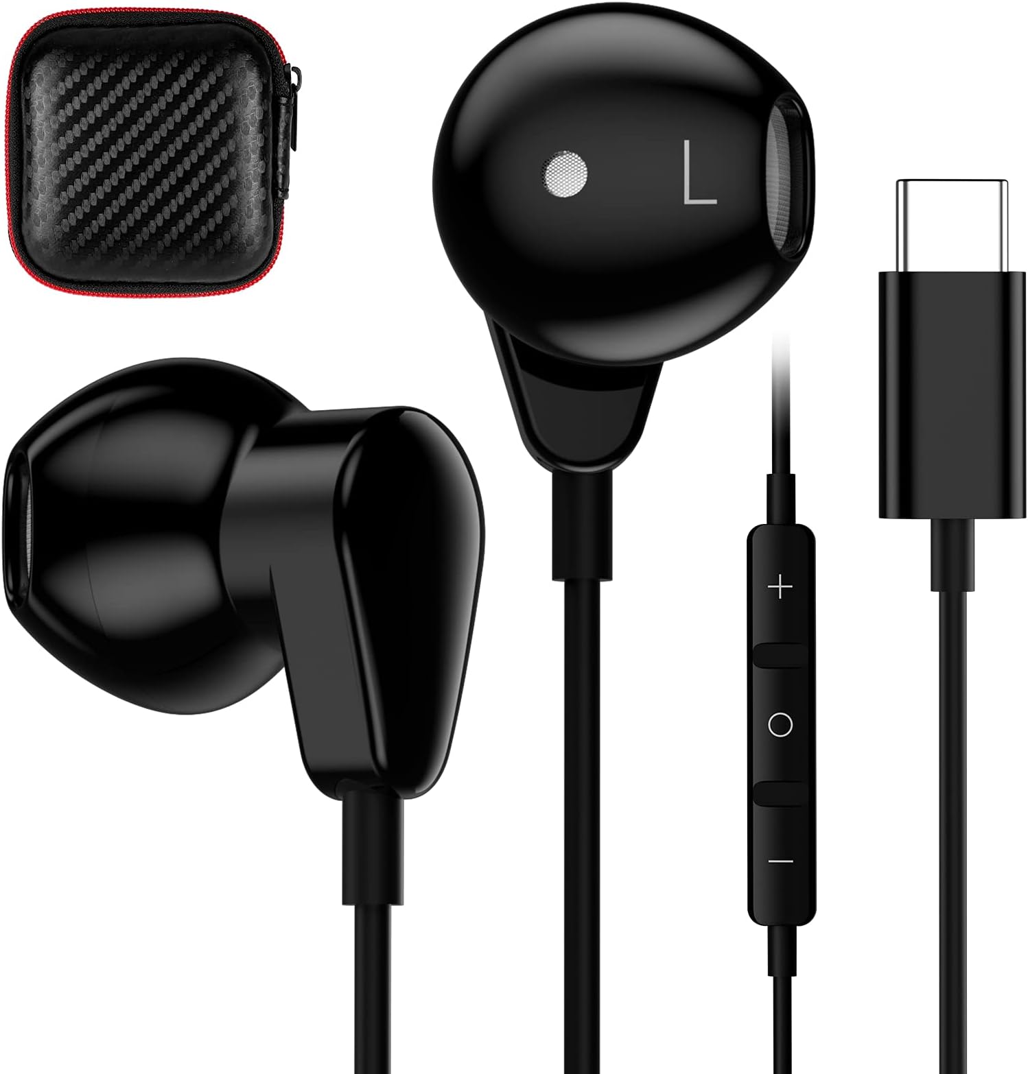 USB C Headphone for iPhone 16 Pro Max 16e 15 Plus for Samsung S25 S24 S23 FE S22 S21 A16 A53 A54 Galaxy Z Flip 6 Type C Earphone with Mic Control Noise Cancel Wired Earbuds for iPad 10 11 Pixel 7 8 9