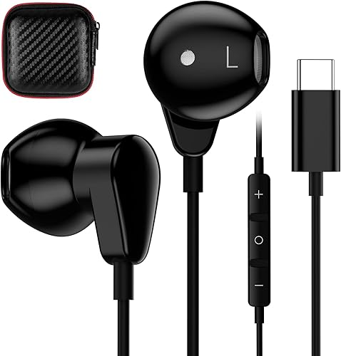 Auriculares USB C para iPhone 16 Pro Max 16e 15 Plus para Samsung S25 S24 S23 FE S22 S21 A16 A53 A54 Galaxy Z Flip 6 Tipo C Auriculares con control