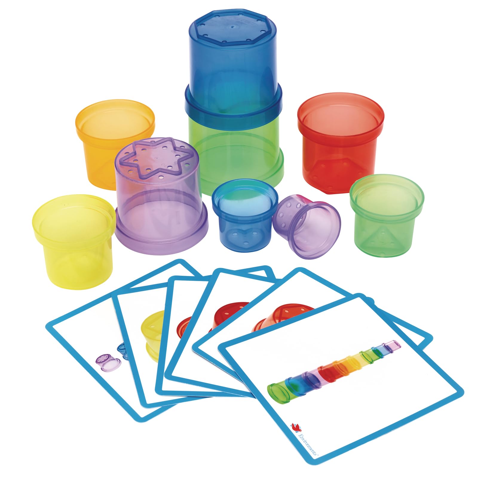 Early STEM Toddler Stacking and Nesting Toy Translucent Cups, Colorful Stacking and Building Toy for Toddlers (Item # RNBWCUPS)