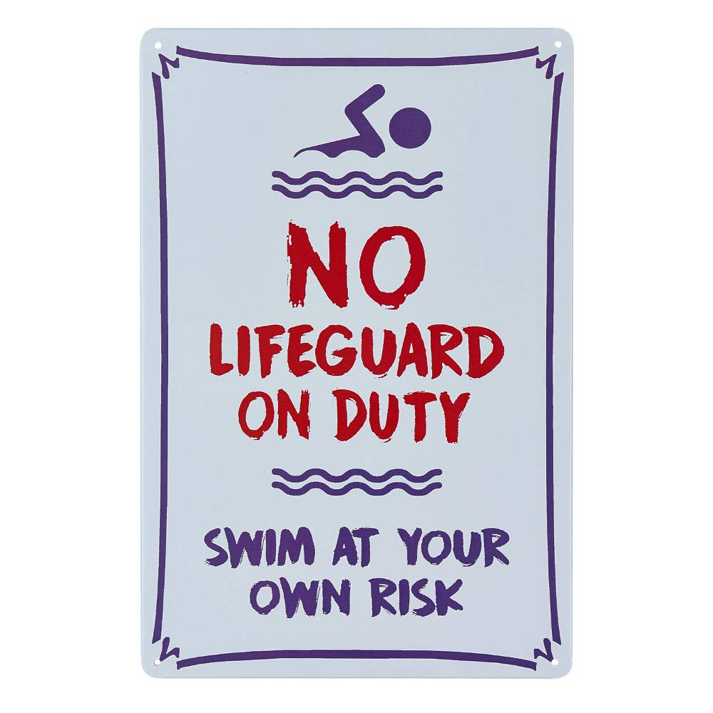2 Stück Schwimmbad-Schild, Warnschild mit Aufschrift "Warning No Lifeguard On Duty", Warnschild für den Pool
