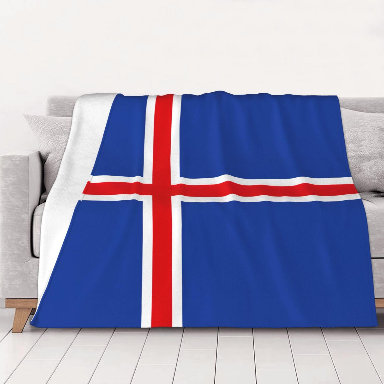 Plaid drapeau Islande : couverture flanelle toutes saisons