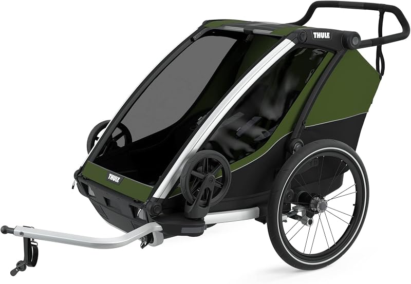 Thule, Chariot Cab 2, Trailer/Stroller, Aluminium/Cypress Green, Uni, Unisex-Adult