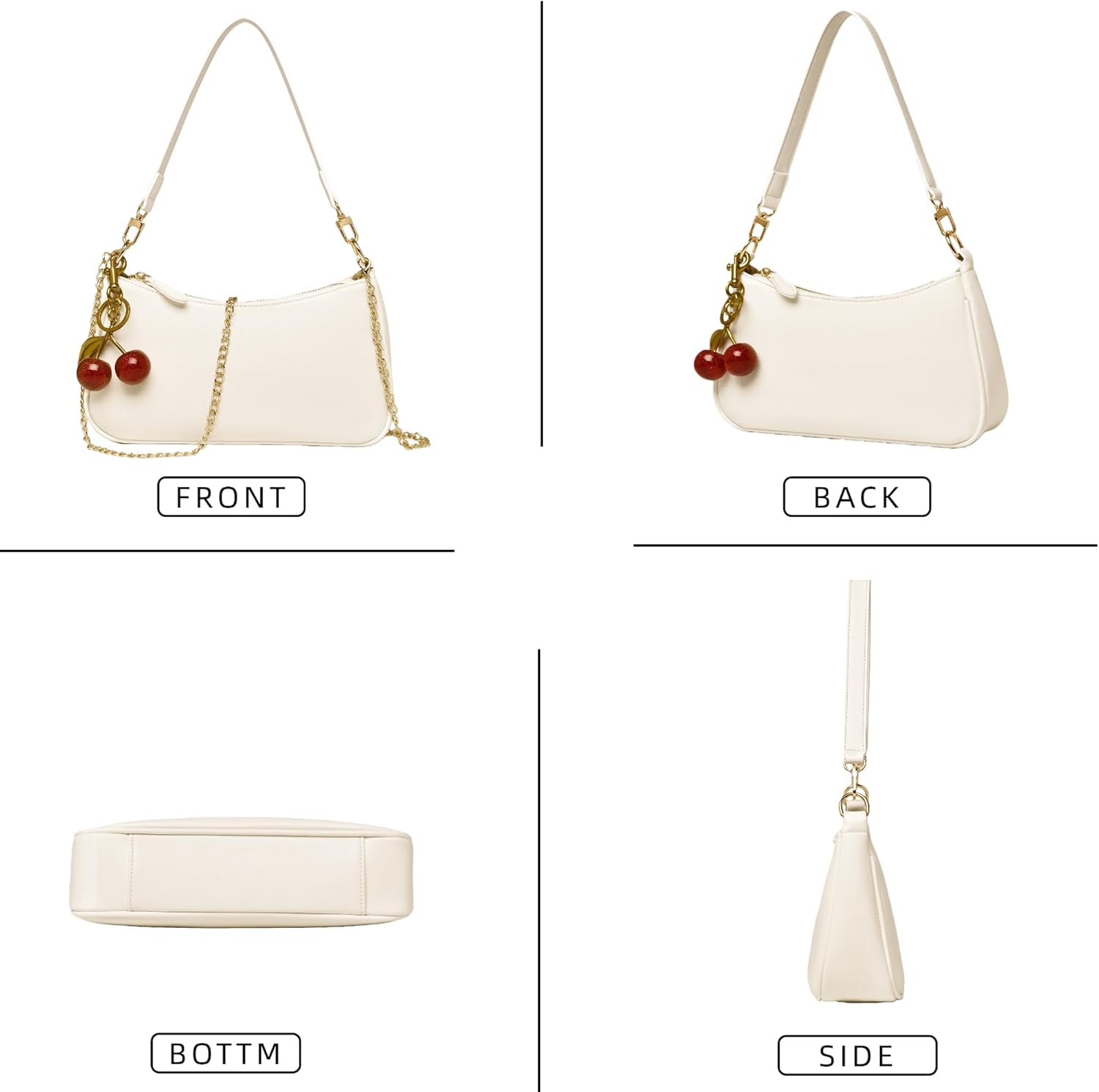 Shoulder Bag for Women Cute Underarm Cherry Purse Retro Clutch Hobo Handbag Small Crossbody Bags