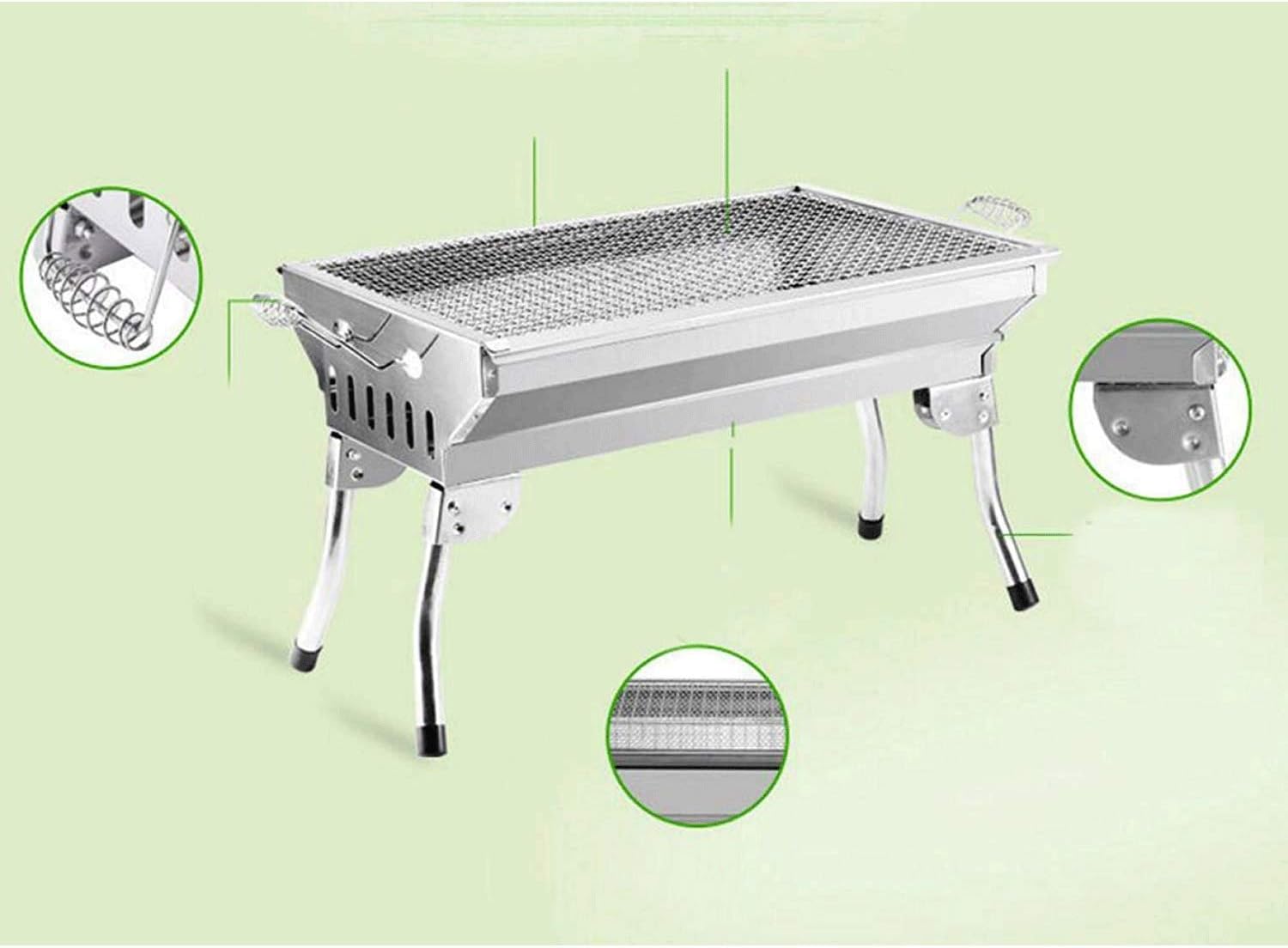 Stainless Steel BBQ Charcoal Grill, Portable Folding Outdoor Barbecue Griddle Cooking Appliance for Camping, Hiking, Picnic
