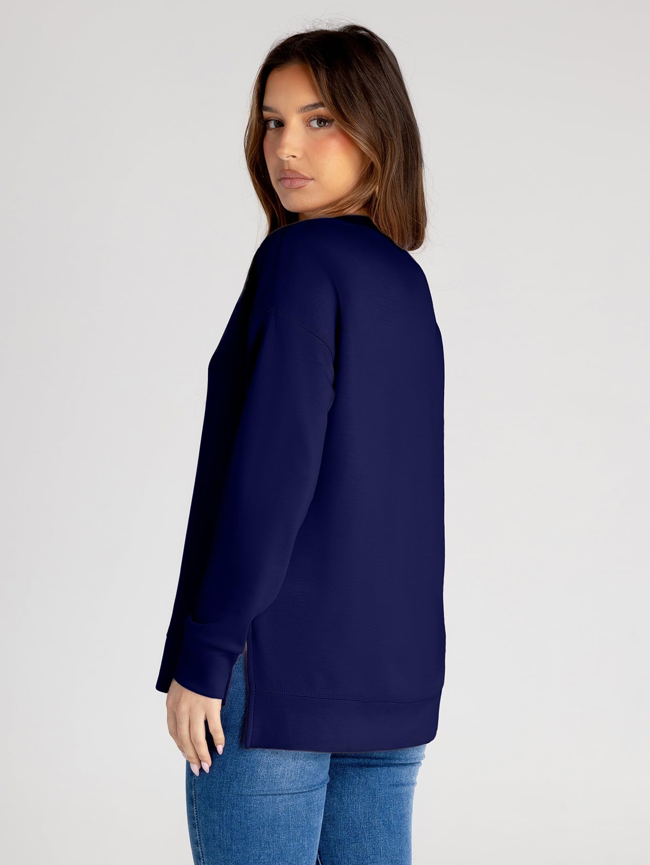 Glamaker Sweat-shirt à manches longues et col rond pour femme Air Essentials doux et ample