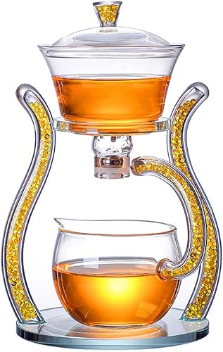 Aoheuo Tetera de flores de cristal, tetera transparente, mejor juego de té resistente al calor para decoración de mesa de oficina y hogar (cristal