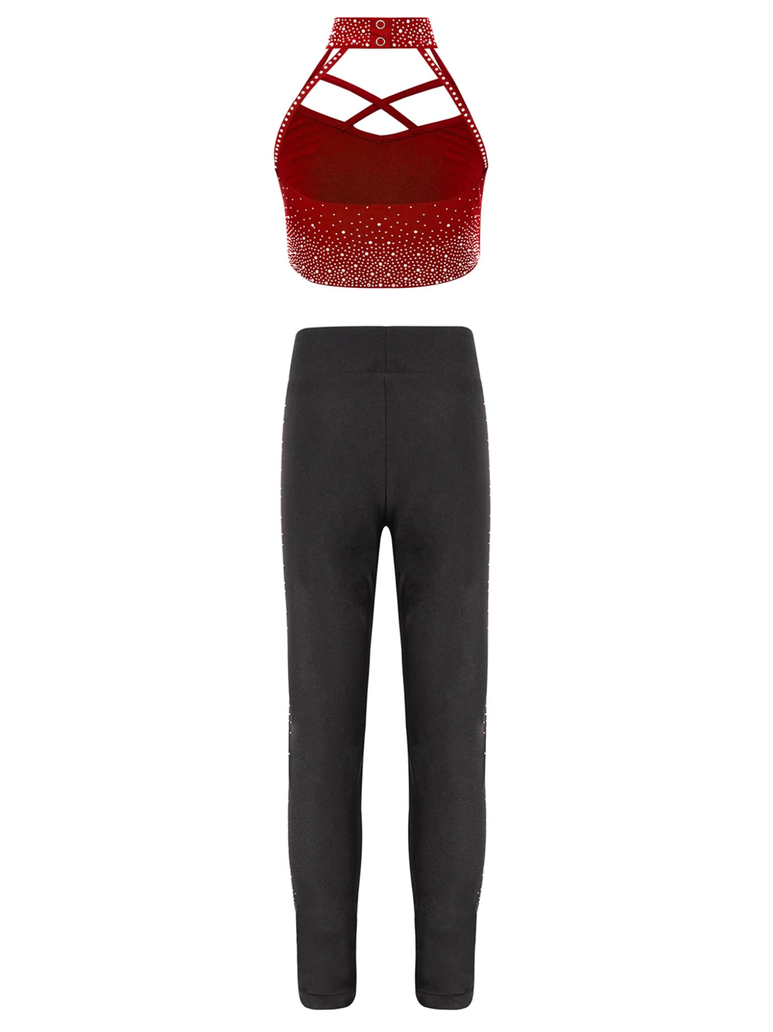 Mufeng Ragazze 2Pz Vestiti Danza Classica Bambina Tuta da Ginnastica Artistica Crop Top Canotta + Pantaloni Sportivi Leggings Abito da Pattinaggio Artistico