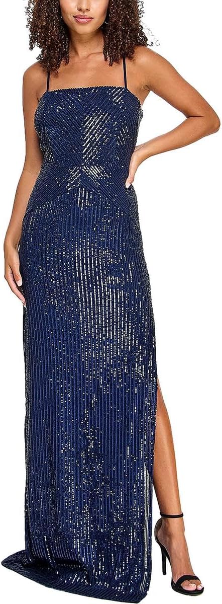 Womens Juniors Sequined Evening Dress