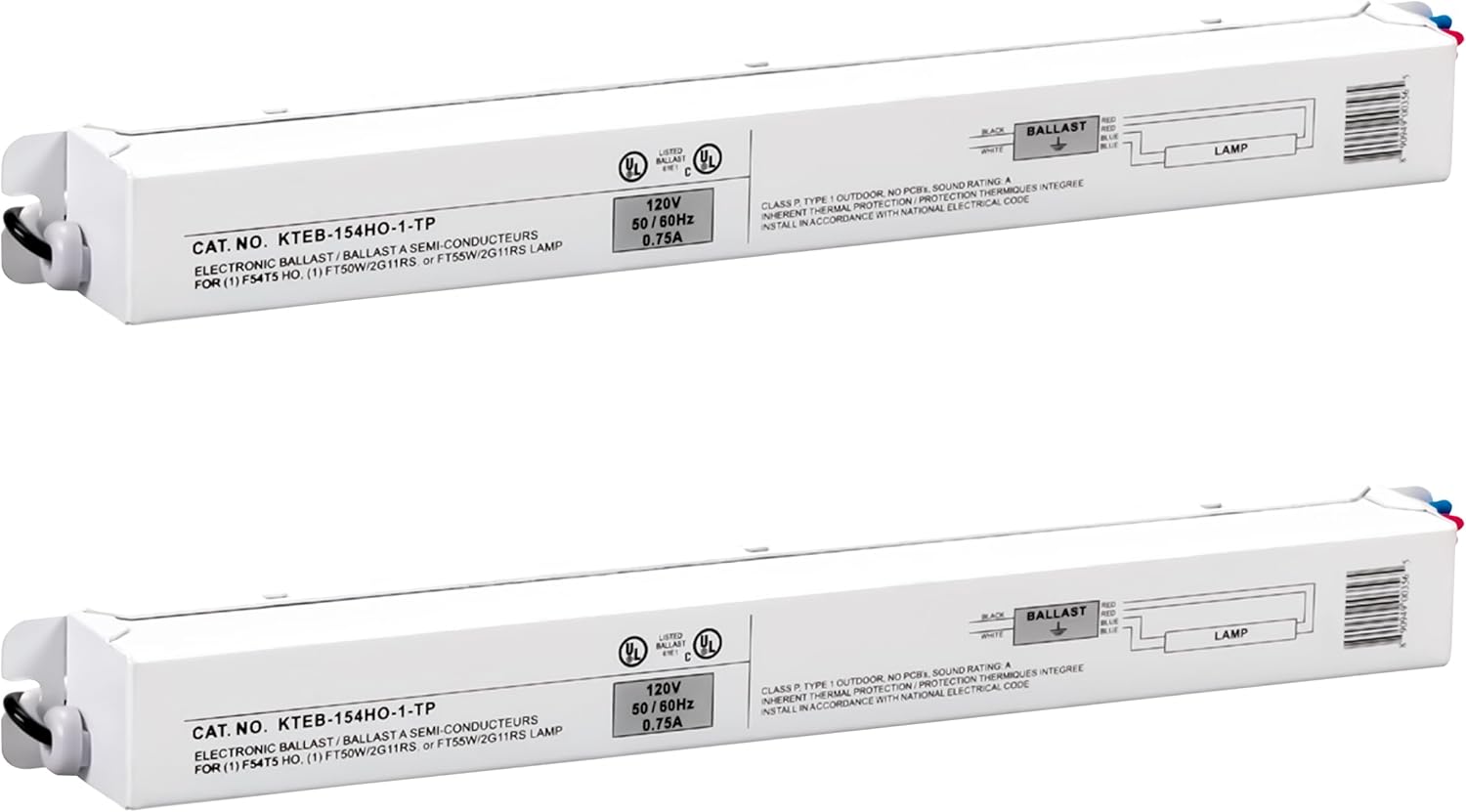 OHLECTRIC (2 Pack Replacement for Keystone KTEB-154HO-1-TP 54W T5 High Output Electronic Fluorescent Ballast | 1 Lamp | 120V | Rapid Start Technology | UL Listed for Enhanced Safety and Performance