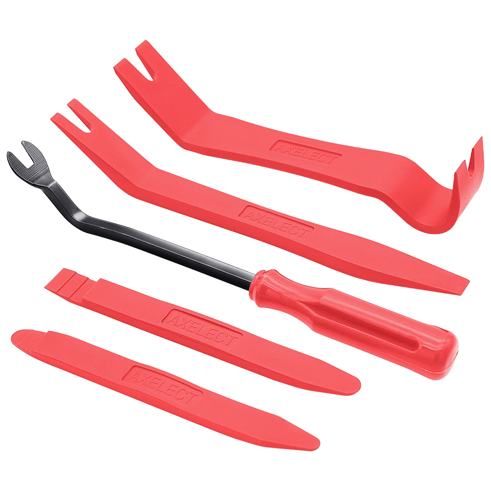 AXELECT 5 Pack Auto Trim Removal Tool Kit, Car Panel Door Window Tools Kit,Auto Clip Fastener Remover Pry Tool Set(Red)