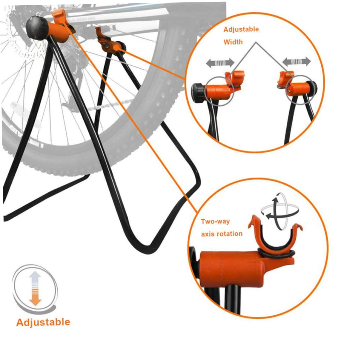 Stand per biciclette di utilità, supporto per bici portapacchi di riparazione meccanica pieghevole per manutenzione, supporto per pavimento in bici in alluminio, supporto per la riparazione della