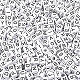 Quefe 600 Pieces Letter Beads White Acrylic Alphabet