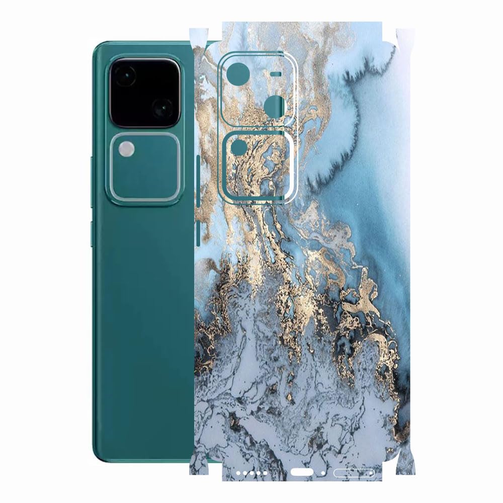 AtOdds - Compatible for VIVO V30 (5G) - Mobile Back Skin Sticker - Lamination - Back Screen Guard Protector Film Wrap (Design - Blue Marble)-image-32