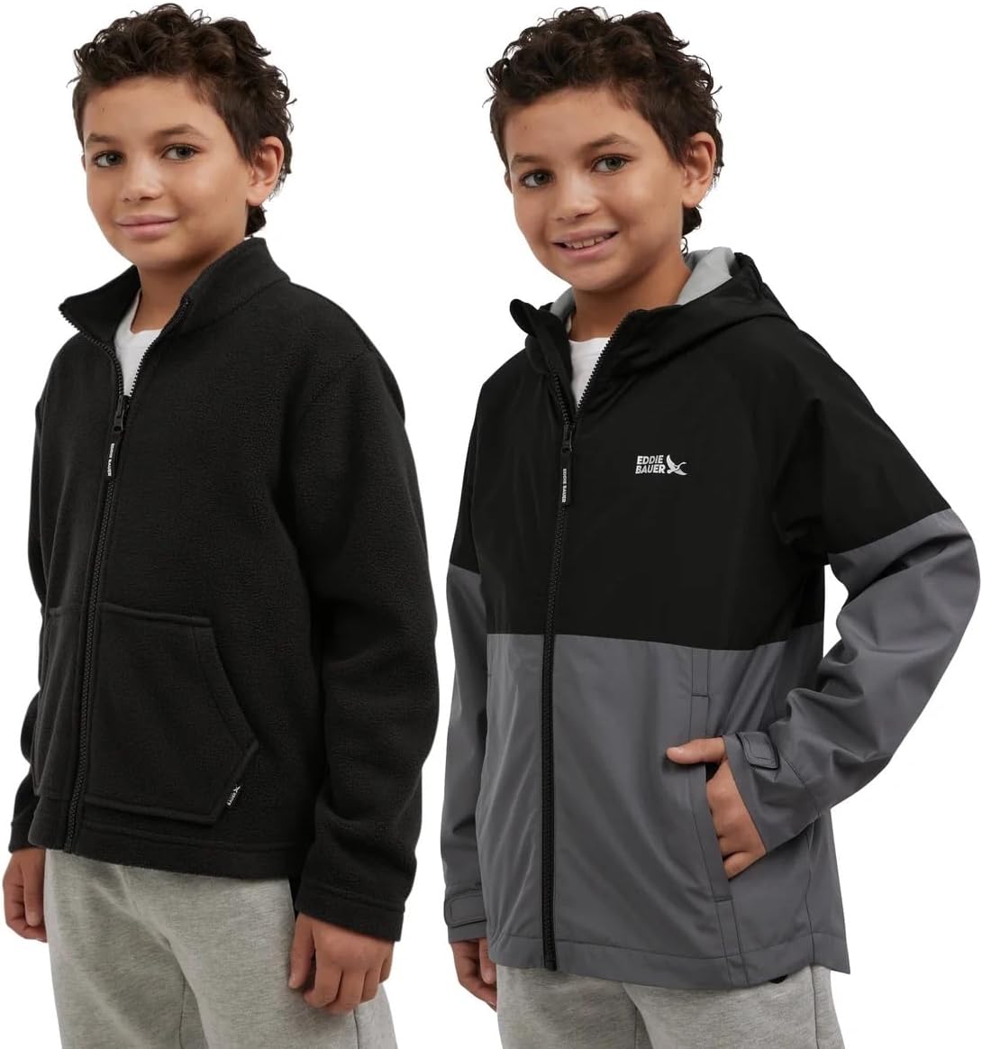 Eddie Bauer Youth Lone Peak 3 in 1 Jacket (US, Alpha, X-Large, Regular, Black Onyx)