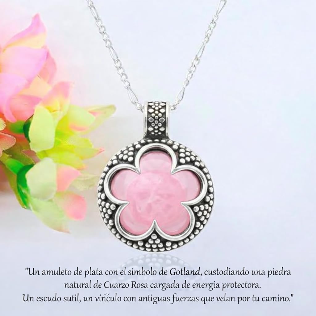 Only faith Gotlandzki naszyjnik ze srebra wysokiej próby 925, wisiorek z kamienia naturalnego Amulet ochronny, włoski łańcuszek 45 cm, z pudełkiem na prezent