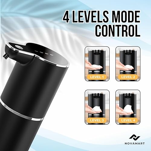 Miniatura 4 de Dispensador de jabón de espuma con sensor automático, dispensador de lavado de manos sin contacto con modos de espuma de 4 velocidades, capacidad de