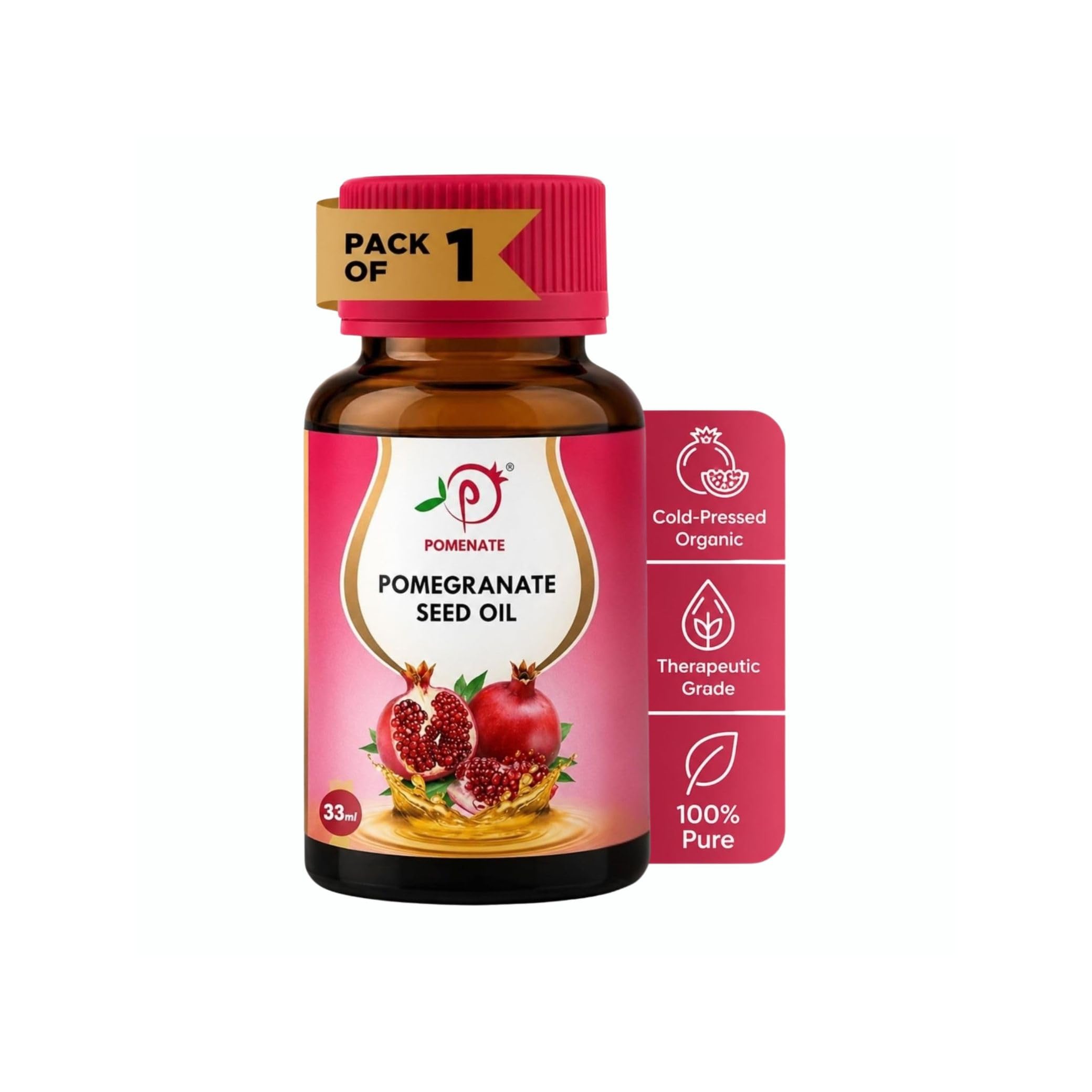 Pomegranate Seed Carrier Oil 33ml | 100% Pure, Cold-Pressed Organic | Ideal for Scars, Stretch Marks, Fine Lines & Wrinkles | Therapeutic Grade for Skin, Hair, Face & Nails-image-36