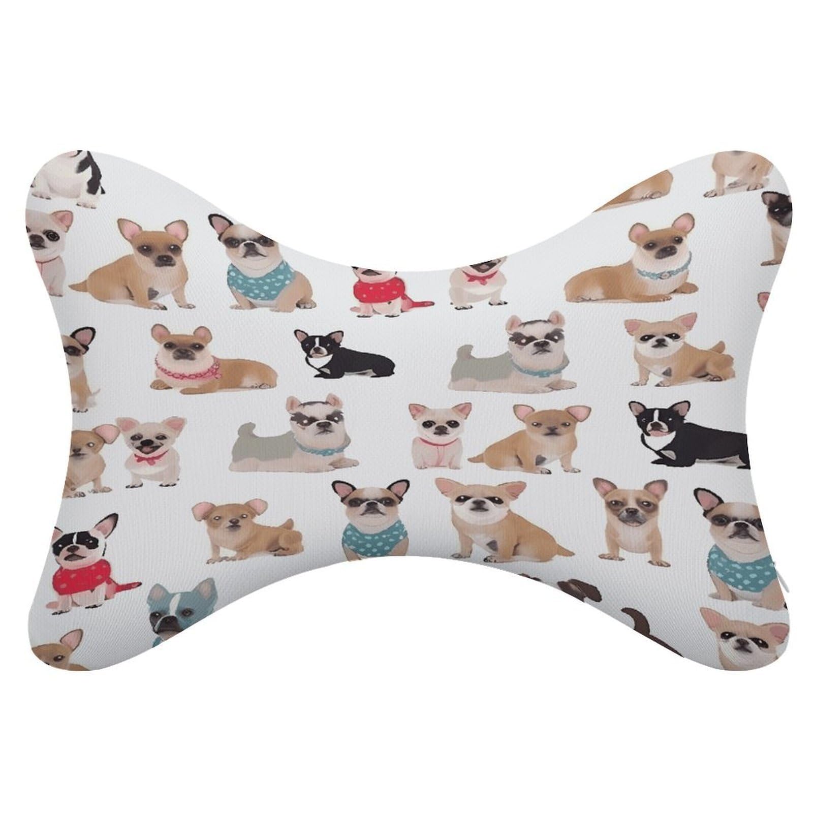 FekiLoot Cute Chihuahua Pug Pattern Car Headrest Set of 2,Softness Memory Foam Car Neck Pillow with Breathable Removable Cover Car Neck Support Pillow Ergonomic for Driving, Office